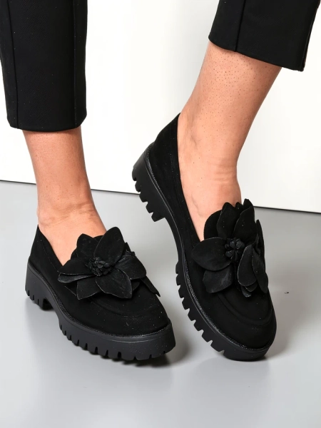 Mocassins pour femmes en suède éco avec une fleur Floverse