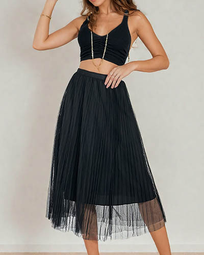 Royalfashion Jupe midi double épaisseur pour femme