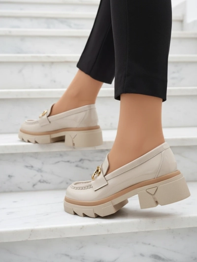Mocassins femme beige laqué avec cristaux Inriw - Footwear