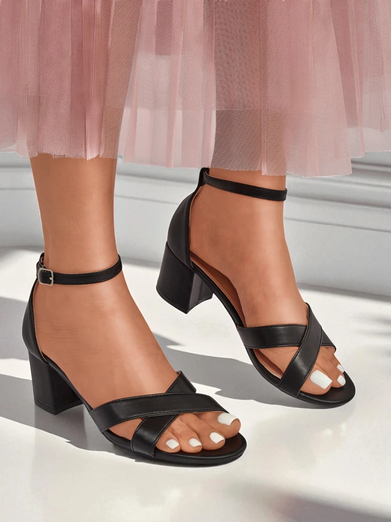 Sandales à talons blocs Royalfashion pour femmes Eleganza Strap