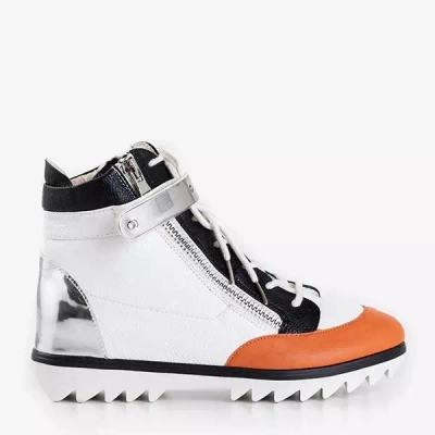 OUTLET Bottines de sport blanches finition laquée Krillas - Chaussures