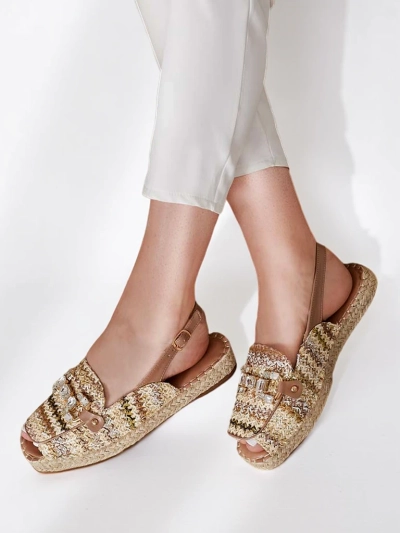 Royalfashion Espadrilles pour femmes à bout ouvert