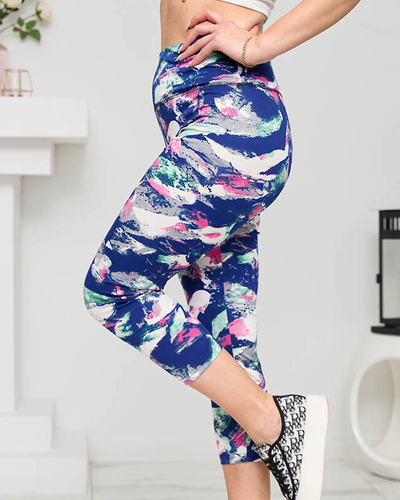 Legging 3/4 femme vert à motifs bleu marine - Vêtements