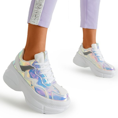 Chaussures blanches avec empiècements holographiques Dabi - Chaussures