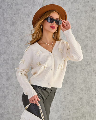 Royalfashion Pull femme déboutonné avec nœuds