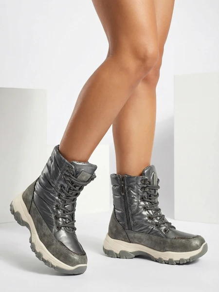 Bottines pour Femmes Aurora Argentées Écologiques Décontractées pour l'Hiver