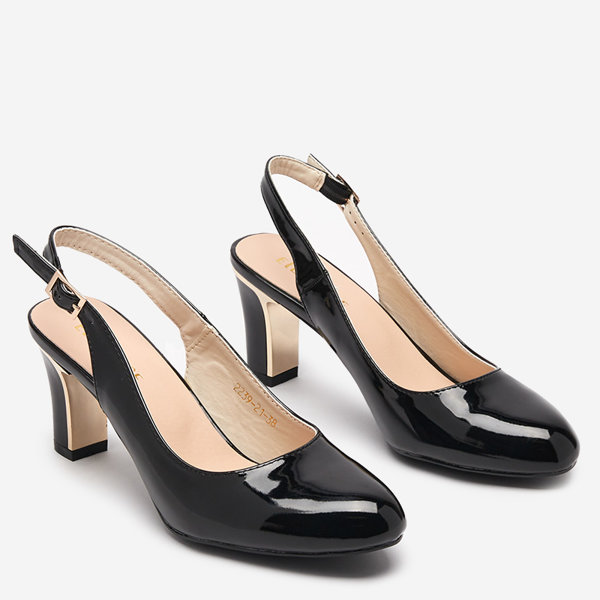 OUTLET Sandales laquées pour femmes sur le poteau en noir Lafla - Footwear