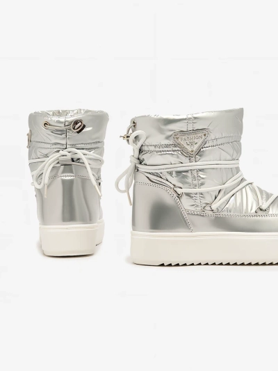 Royalfashion Bottes à enfiler Vevnose argent pour femme Bottes de neige a'la