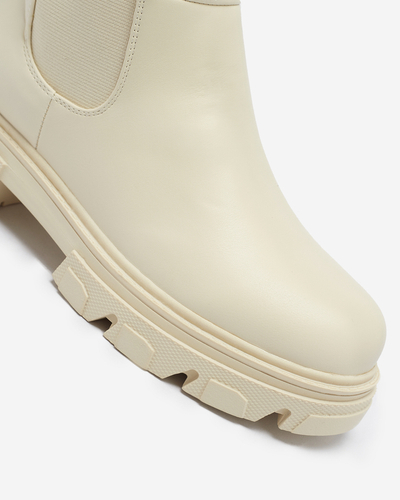 Bottes mi-mollets pour femmes crème Vebissa- Footwear