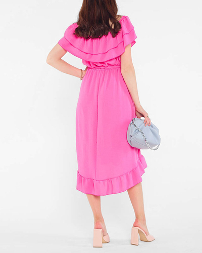 Robe femme fuchsia avec volants - Vêtements
