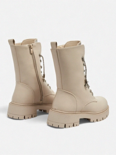 Bottines lacées en cuir écologique pour femmes Farly