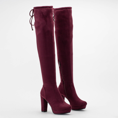 Cuissardes violettes à talons hauts Founi- Chaussures