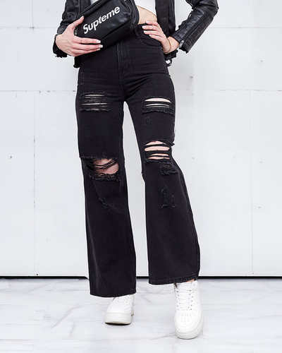 Royalfashion Jean large pour femme avec frottement