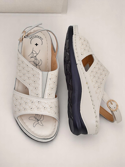 Sandales Royalfashion pour femmes, petite semelle compensée Comfort Chic
