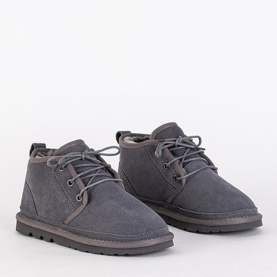 Bottines Enfant Luna Gris Colombe Cuir Confortables pour l'Hiver