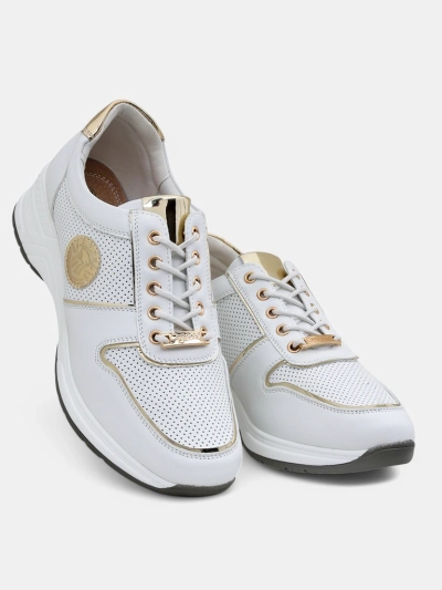 Sneakers compensées pour femmes Calista Athena blanches en cuir écologique