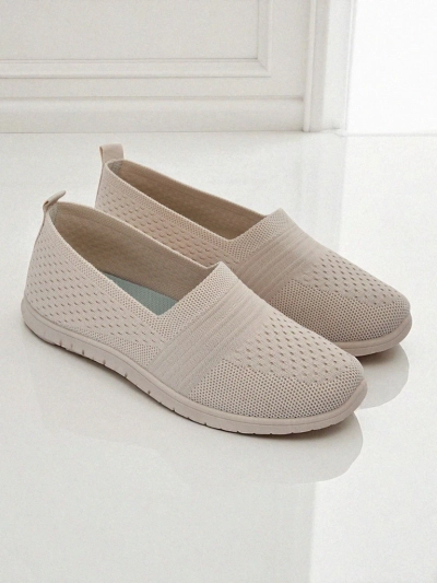 Mocassins pour Femmes Callista Beige en Tissu Respirant Printemps Été
