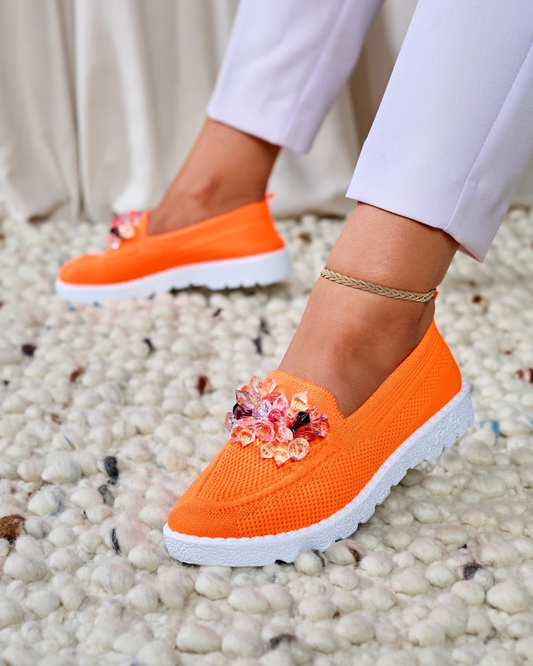 Royalfashion Demi-pointes à enfiler pour femmes Orange Enweta