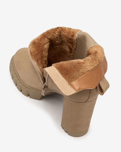 Royalfashion Bottes à talons hauts pour femmes marron clair Seihay