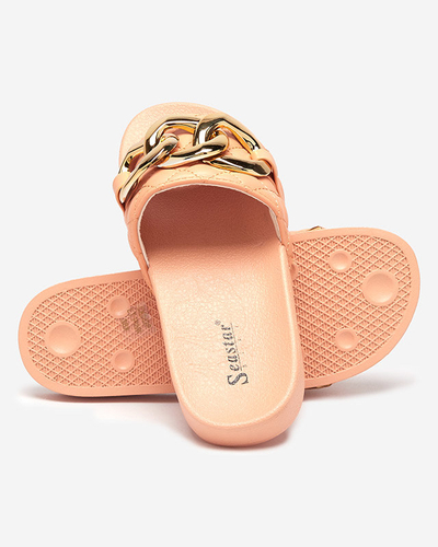 OUTLET Chaussons femme corail matelassés avec chaîne dorée Eteris - Footwear