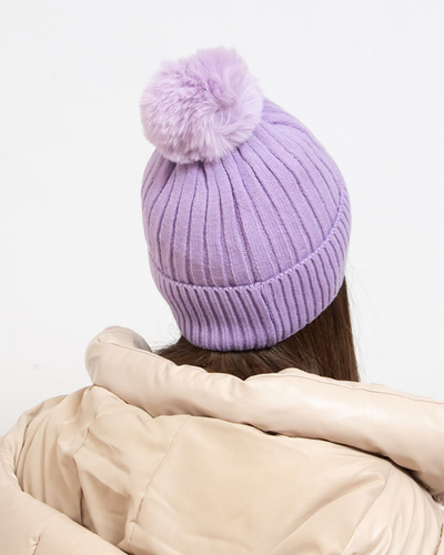 Royalfashion Bonnet isotherme violet pour femme avec pompon