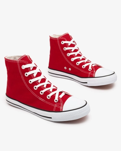 Baskets hautes à lacets rouges pour hommes Qasallo- Footwear