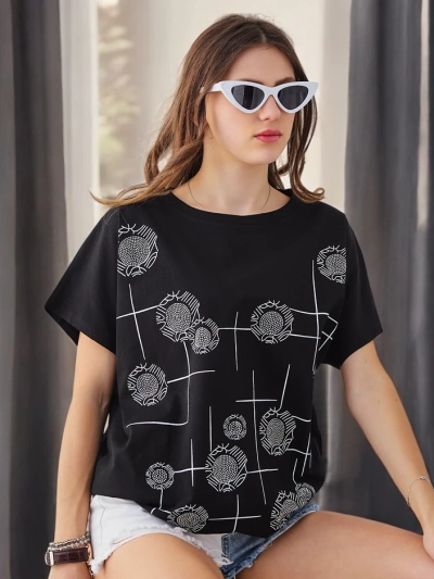 T-shirt en coton pour femme Royalfashion avec impression