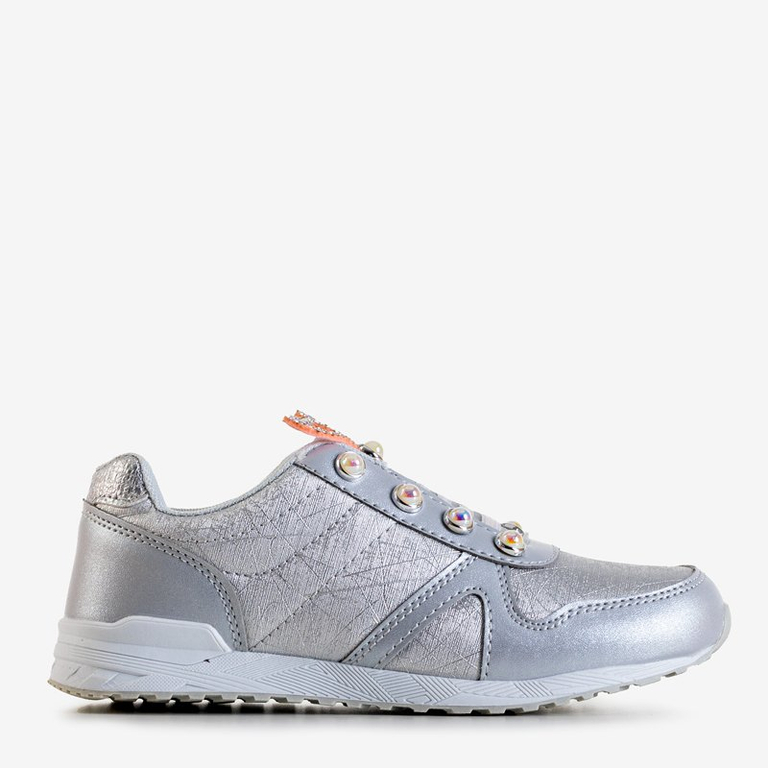 Chaussures de sport pour enfants argentées avec décorations Demiak - Footwear