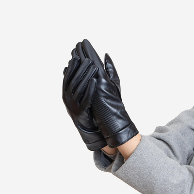 Gants classiques noirs pour femmes décorés de broderies - Accessoires
