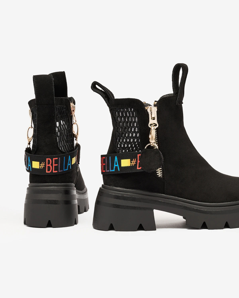 Royalfashion Bottes en daim écologique pour femme en noir Refaset