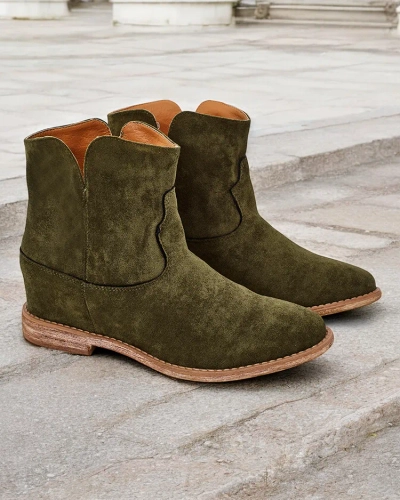 Royalfashion Bottines à la cheville de style cow-boy sur un talon compensé couvert Blueston