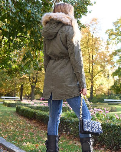 Parka isolée vert foncé pour femme - Vêtements