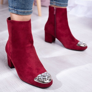 OUTLET Bottines bordeaux avec un bout décoratif sur un montant bas Hayley - Footwear