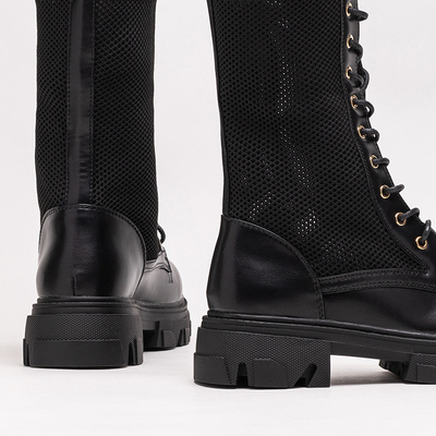 Bottines à lacets femme noires ajourées Buhomi - Footwear
