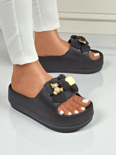 Royalfashion Tongs en caoutchouc pour femme avec nœud décoratif Alday