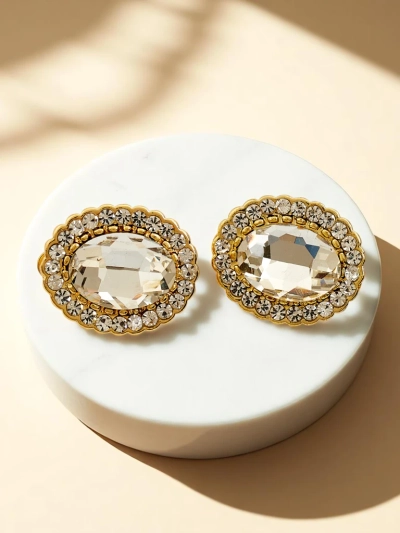 Royalfashion Boucles d'oreilles à clip pour femmes avec cristal et zircon cubique