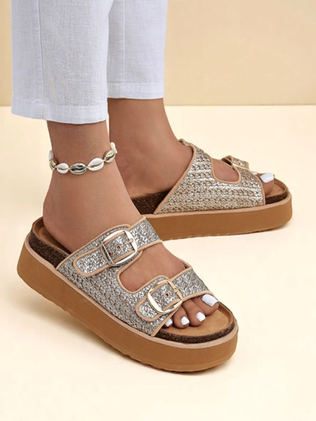 Royalfashion Mules à plateforme pour femmes Nora Woven