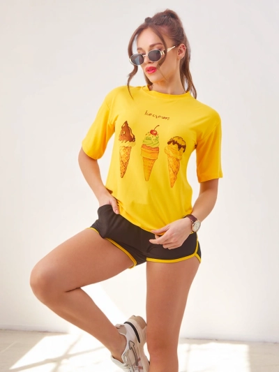 Ensemble de sport Royalfashion pour femmes avec t-shirt et shorts Ice Cream