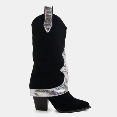 Bottines noires avec revers décoratif Acilip- Footwear