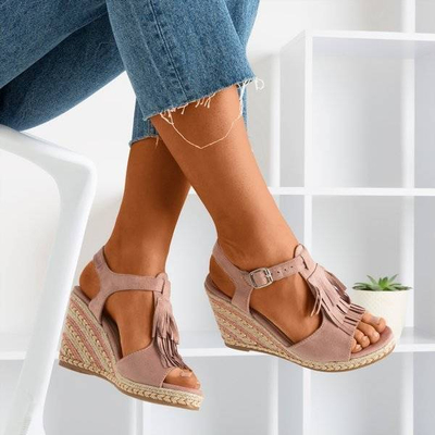 Sandales roses pour femmes avec franges Odina - Chaussures 1
