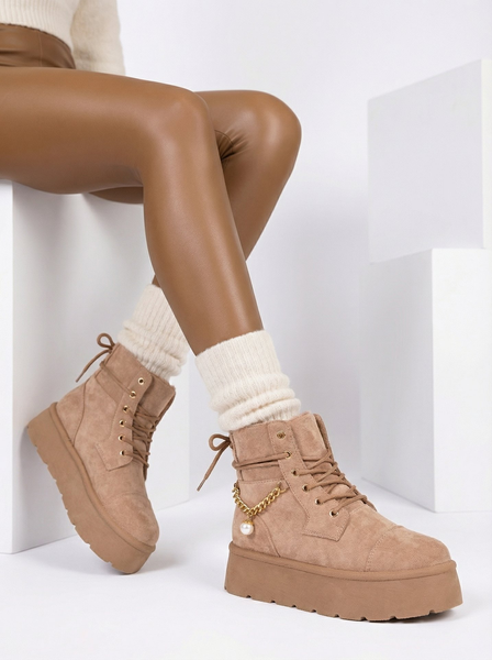 Royalfashion Bottes Woruces à lacets pour femmes