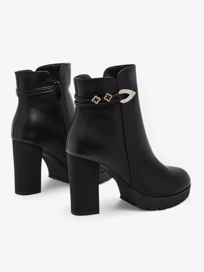 Bottines femme en cuir écologique à talon bloc Sylvar