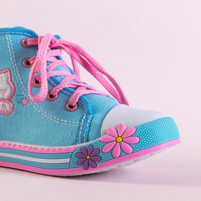OUTLET Baskets enfants bleues avec décorations Winkes - Chaussures