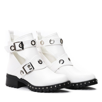 Białe workery z wycięciem Kallie- Obuwie