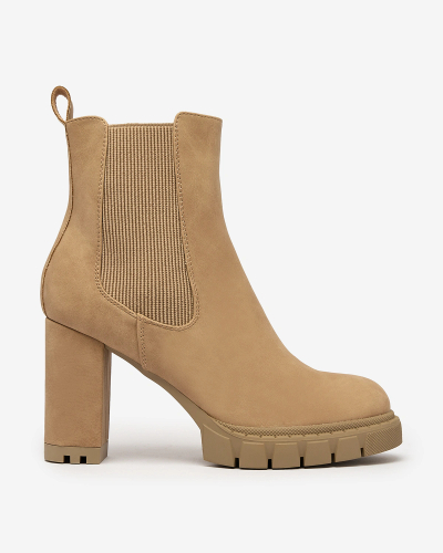 Royalfashion Bottes à talons hauts pour femmes marron clair Seihay