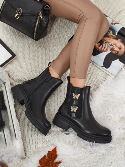 Bottines Bravelle en cuir écologique pour femmes avec papillons