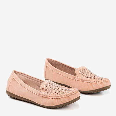 Mocassins femme rose clair avec zircons Cyliua - Chaussures 1