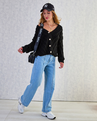 Royalfashion Pull tricoté pour femme avec boutons