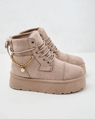 Royalfashion Bottes Woruces à lacets pour femmes