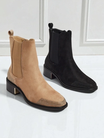 Bottines femme en éco-daim ornées de strass TangleMist